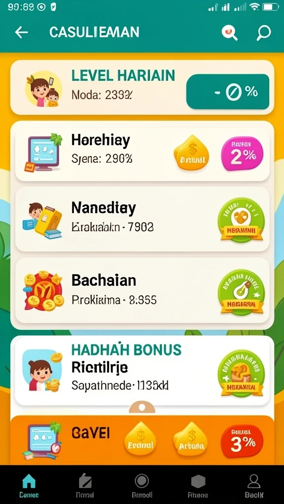 Fitur penghargaan yang menggiurkan setiap level.