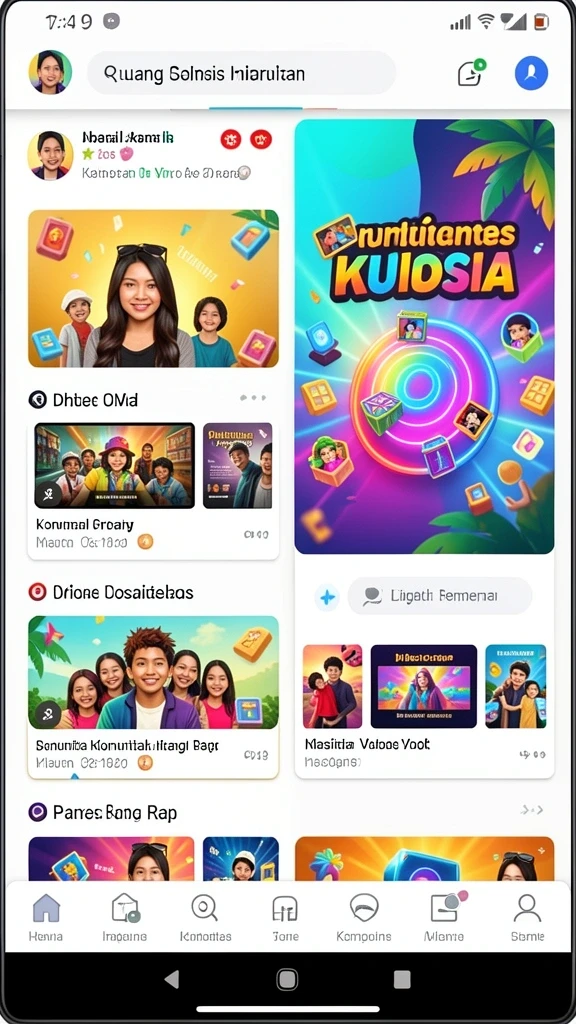 Screenshot menunjukkan variasi permainan yang tersedia.