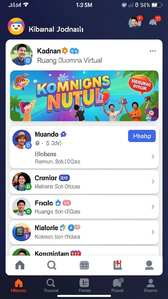 Ilustrasi karakter yang penuh warna dan dinamis.