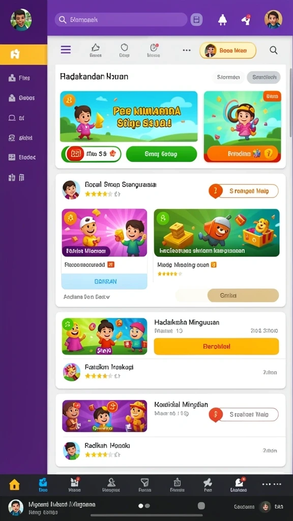 Visual karakter menarik yang dapat dipilih pengguna.